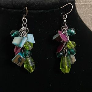Vintage glass and mother of pearl earrings